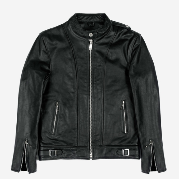 NWT Straight to Hell The Offender Racer Style Leather Jacket Size 32 (XS)Black